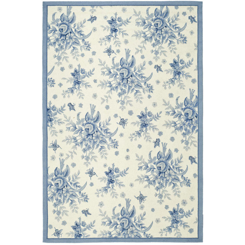 Ophelia & Co. Fonzell HandHooked Wool Blue Area Rug & Reviews Wayfair